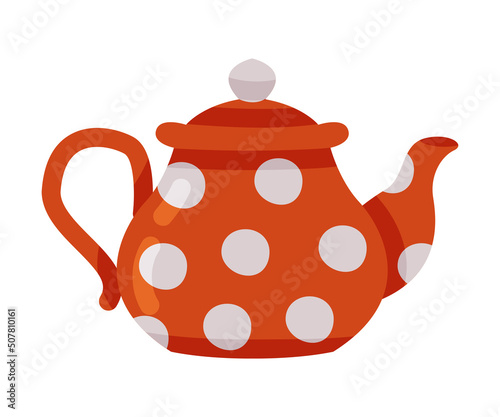 Dotted Teapot with Spout and Handle as Russian Symbol Vector Illustration