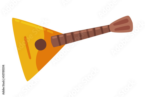 Balalaika as Russian Stringed Musical Instrument with Triangular Wooden Body and Fretted Neck Vector Illustration