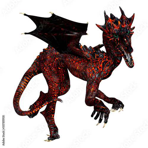 3D Rendering Fairy Tale Dragon on White