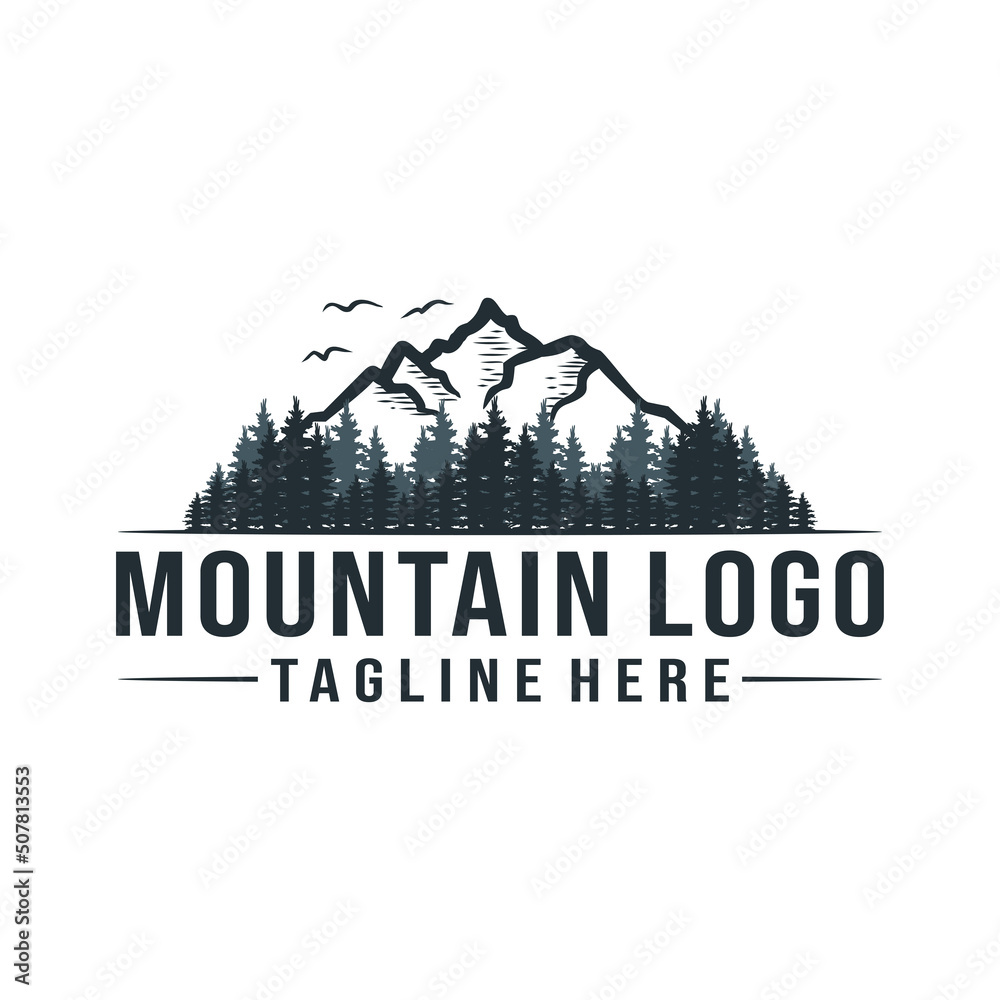 forest and mountains illustration design.