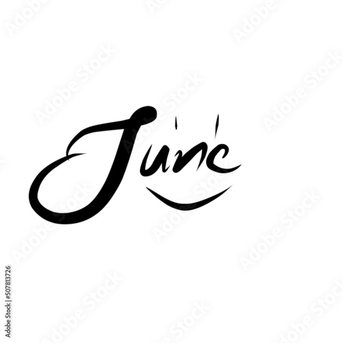 VECTOR MONTH FREESTYLE HAND LETTERING. JUNE. JUNE MONTH