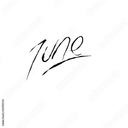 VECTOR MONTH FREESTYLE HAND LETTERING. JUNE. JUNE MONTH