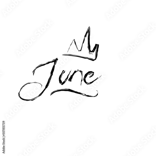 VECTOR MONTH FREESTYLE HAND LETTERING. JUNE. JUNE MONTH