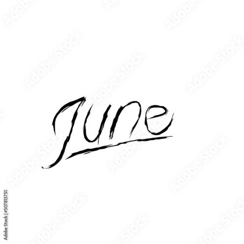 VECTOR MONTH FREESTYLE HAND LETTERING. JUNE. JUNE MONTH