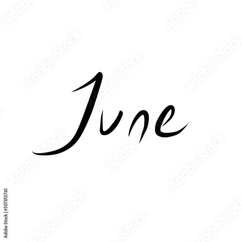 VECTOR MONTH FREESTYLE HAND LETTERING. JUNE. JUNE MONTH