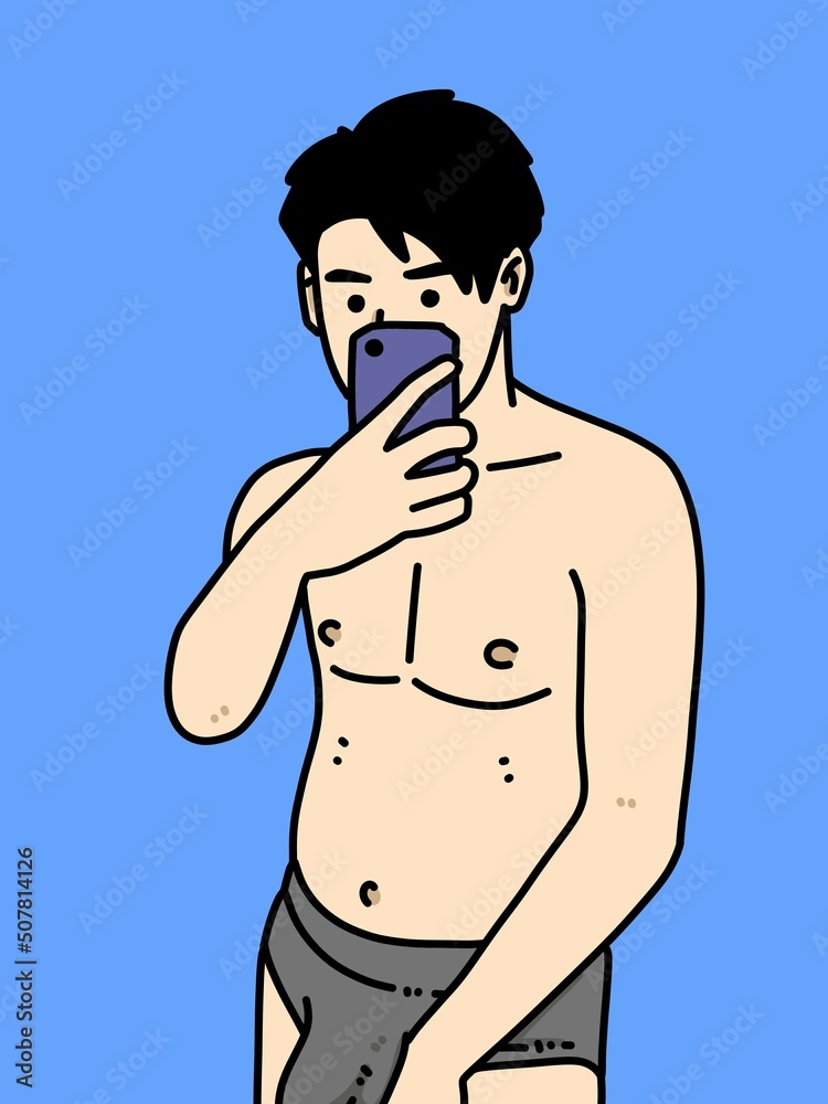 Fototapeta premium cute man cartoon on blue background