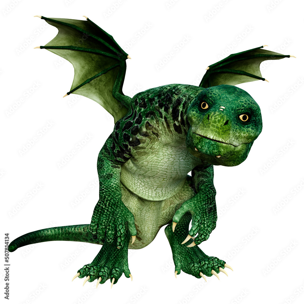 Fototapeta premium 3D Rendering Fairy Tale Dragon on White