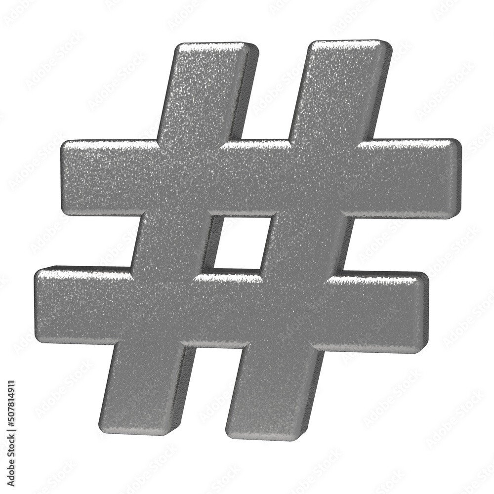 Obraz premium Hashtag icon isolated on white background. 3D Illustration.