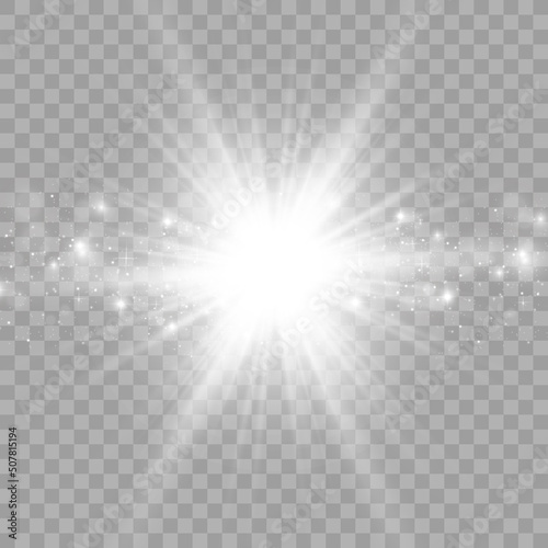 Sparks sparkle with a special light effect. Vector glitters on a transparent background. Glittering particles of fairy dust. 