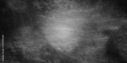 Dark grungy black wall concrete texture wall backdrop desing background. Old wall texture cement dark black gray background abstract grey color design are light with white gradient texture background.