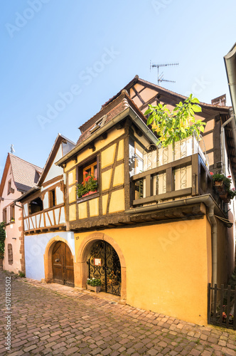 Half-timbered houses in Riquewihr  Alsace  France
