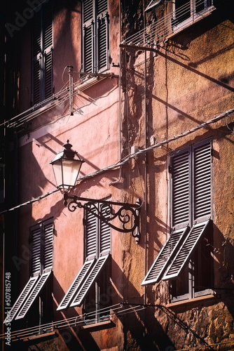 Old facade of Riomaggiore, Italy