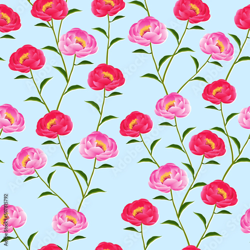 pink red roses seamless pattern. floral garden seamless pattern. flower pattern. vintage style. good for fabric, dress, textile, background, wallpaper, etc. © hartami