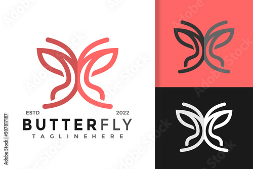 Fototapeta Naklejka Na Ścianę i Meble -  Letter M Butterfly Elegant Logo Design Vector Template