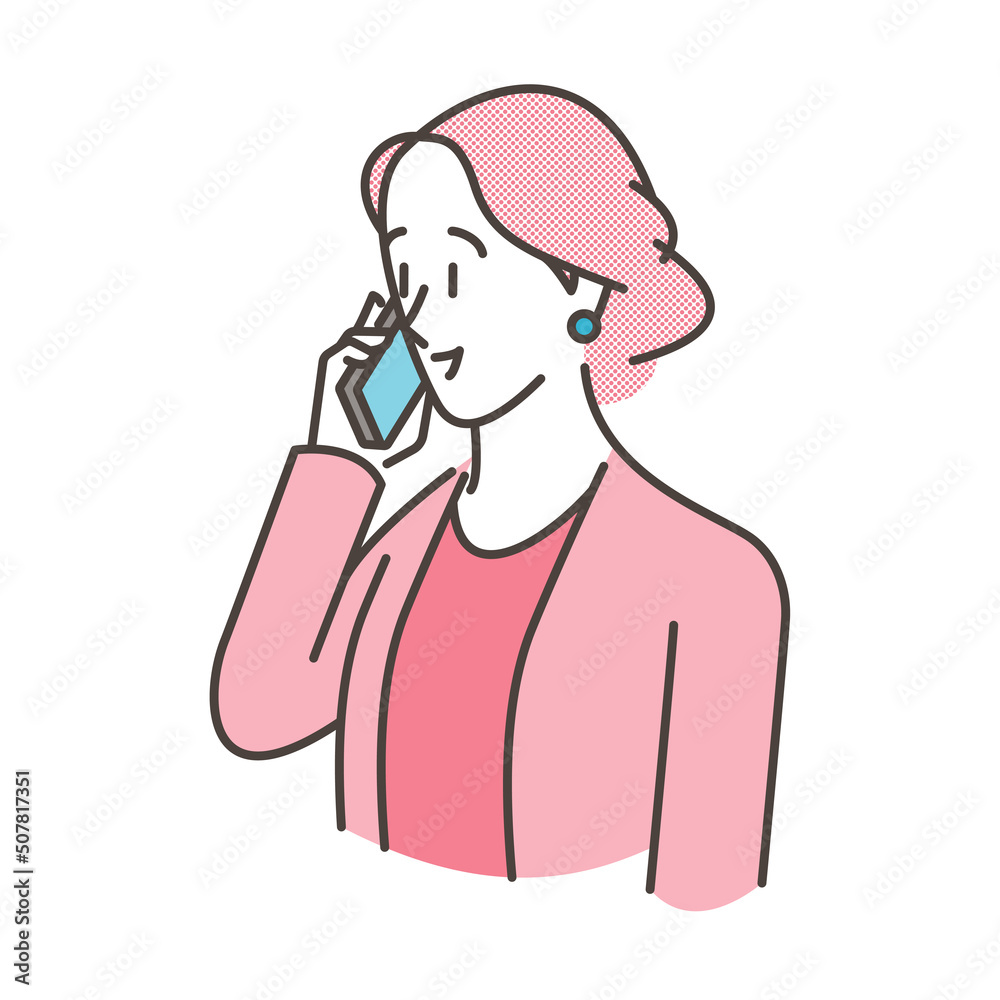 Woman making a phone call on her cell phone [Vector illustration].