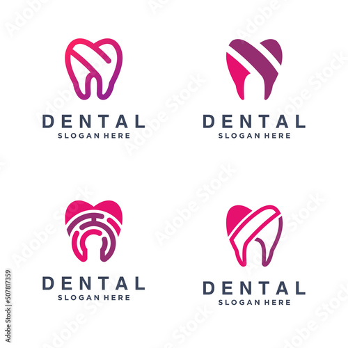 Set of dental logo icon with modern concept design Premium Vector