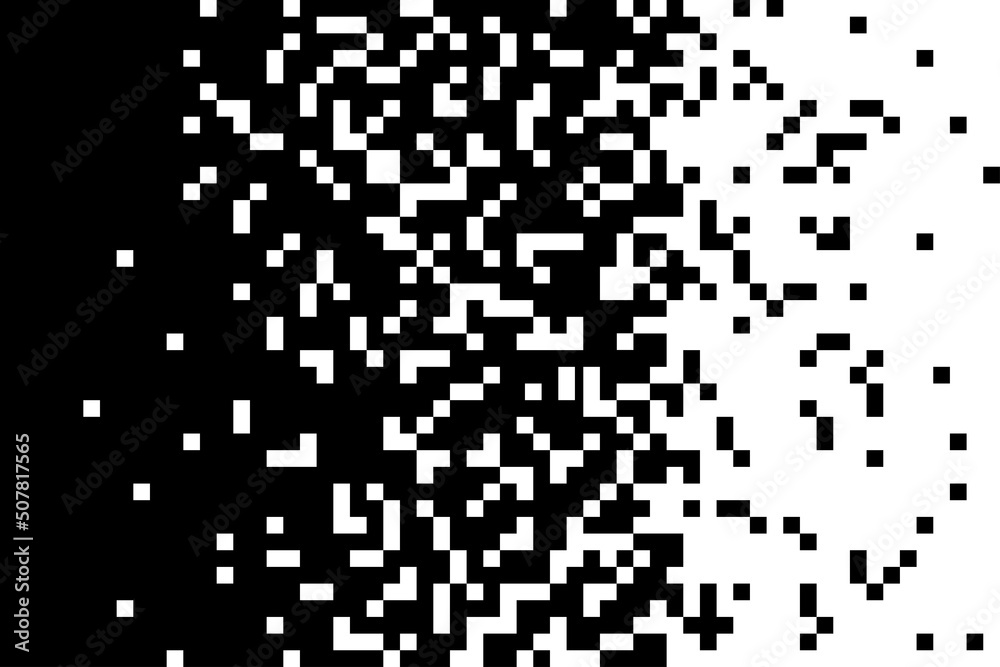 Abstract pixel background white and black colors. Pixel mosaic background gradient design isolated black elements on white background. Vector illustration. Abstract pixel background white and black colors. Pixel mosaic background gradient design isolated black elements on white background. Vector illustration.