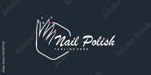 Nail polish logo icon with modern creative and unique concept design Premium Vector