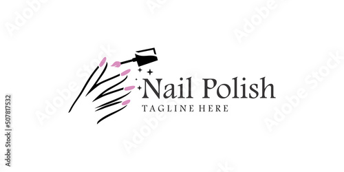 Nail polish logo icon with modern creative and unique concept design Premium Vector