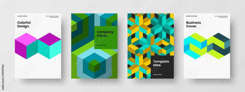 Original mosaic pattern postcard layout collection. Simple catalog cover design vector concept composition.
