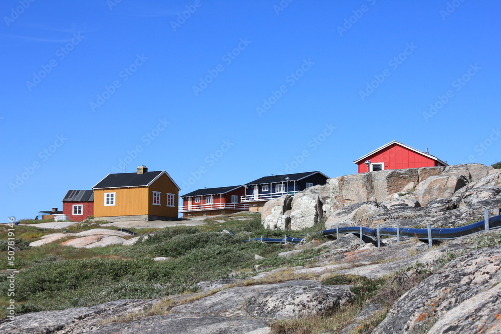Colourful houses in remote arctic settlement Rodebay (horizontal), Oqaatsut, Greenland
