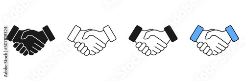 Handshake Vector Icons Set. Black Illustration Isolated For Graphic And Web Design. Vector illustration.