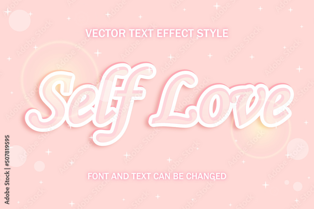 self love soft pink minimalist 3d editable text effect font style template background wallpaper banner poster flyer