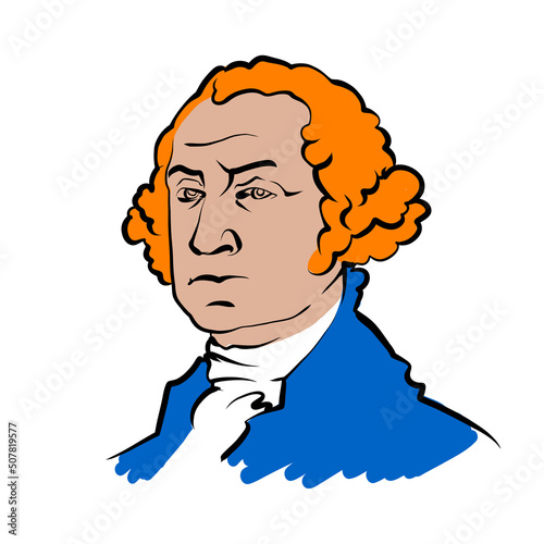 George Washington vector drawing with colored surfaces