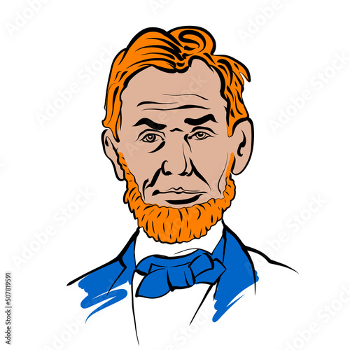 Abraham Lincoln vector drawing with colored surfaces