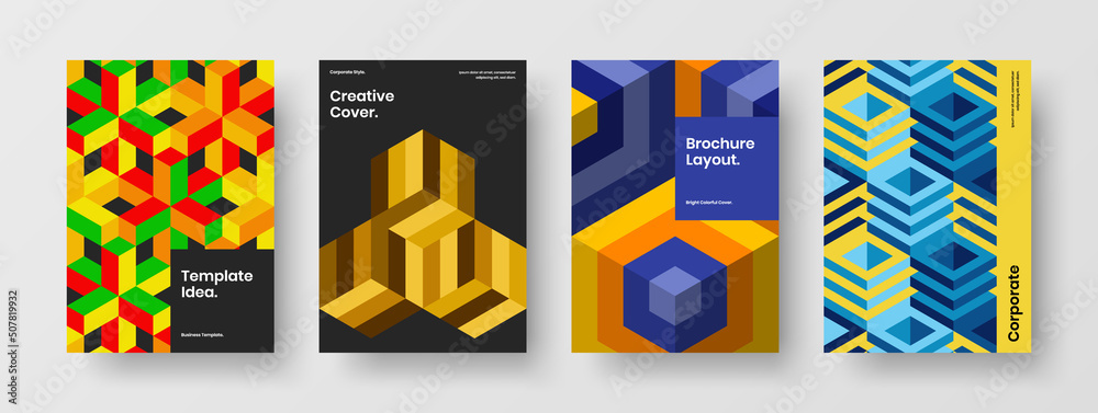 Isolated mosaic tiles booklet illustration set. Premium corporate brochure design vector template collection. Isolated mosaic tiles booklet illustration set. Premium corporate brochure design vector template collection.