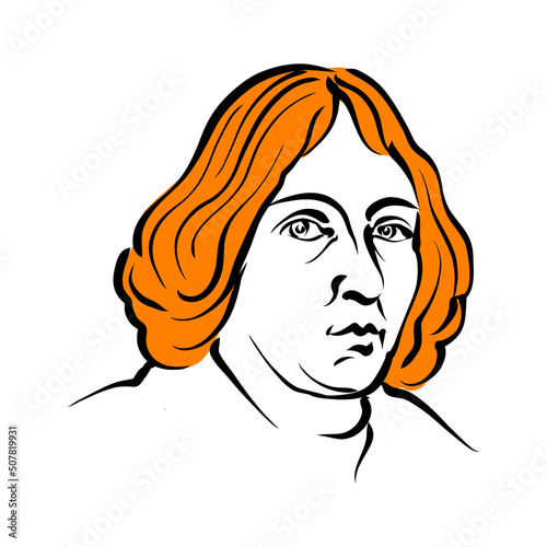 Nicolaus Copernicus vector drawing with surface for hair