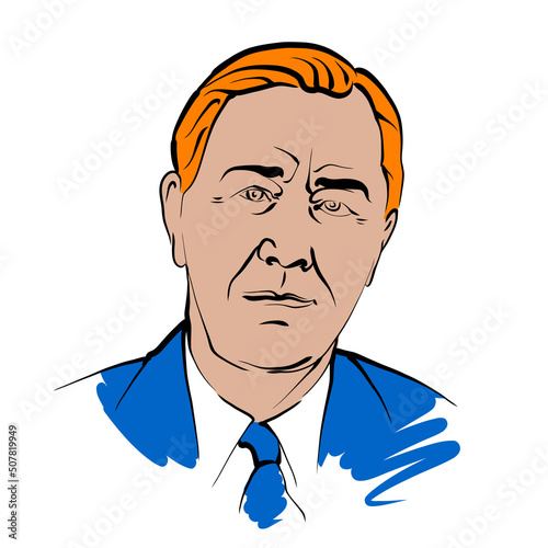 Franklin D. Roosevelt vector drawing with colored surfaces photo