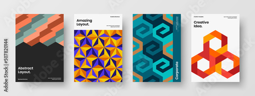 Fresh mosaic tiles booklet concept collection. Amazing postcard A4 vector design illustration composition.