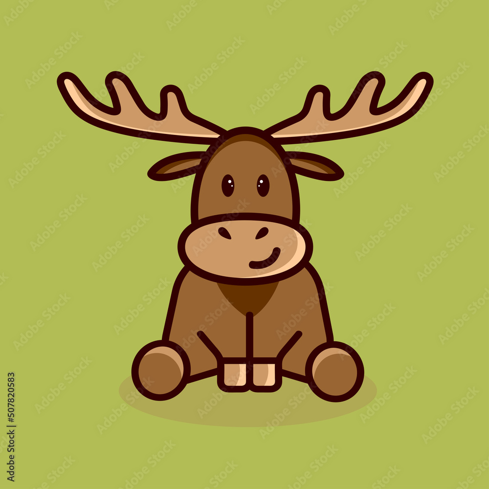Baby deer sitting on isolated background. Wild forest animal herbivore. Flat baby cartoon vector illustration Baby deer sitting on isolated background. Wild forest animal herbivore. Flat baby cartoon vector illustration