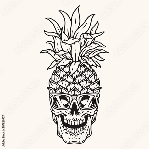 Party pineapple vintage sketch monochrome
