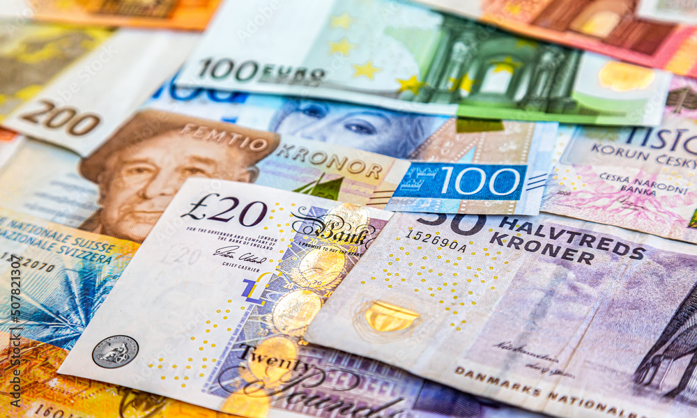 Background from banknotes of various currencies Background from banknotes of various currencies