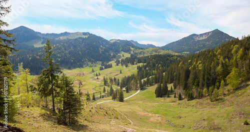 beautiful landscape Valepp valley  upper bavaria in spring
