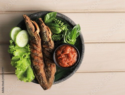 Lele Goreng, Fried Catfish is Indonesian Traditional Culinary Food. photo