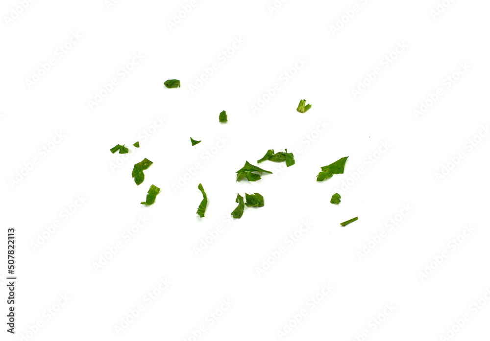 Aromatic Spice, chopped fresh celery leaves isolated on white. Aromatic Spice celery leaves. Aromatic Spice, chopped fresh celery leaves isolated on white. Aromatic Spice celery leaves.