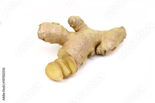 ginger root on white background 