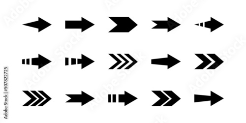 Set of black arrows. Collection of different arrows and pointers. Arrow flat style isolated on white background. Vector illustration.