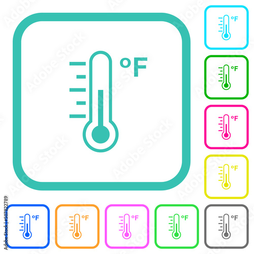 Fahrenheit thermometer medium temperature vivid colored flat icons