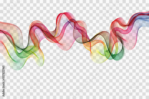 Vector abstract colorful smooth wave lines isolated on transparent background. Design element for technology, science, music or modern concept.