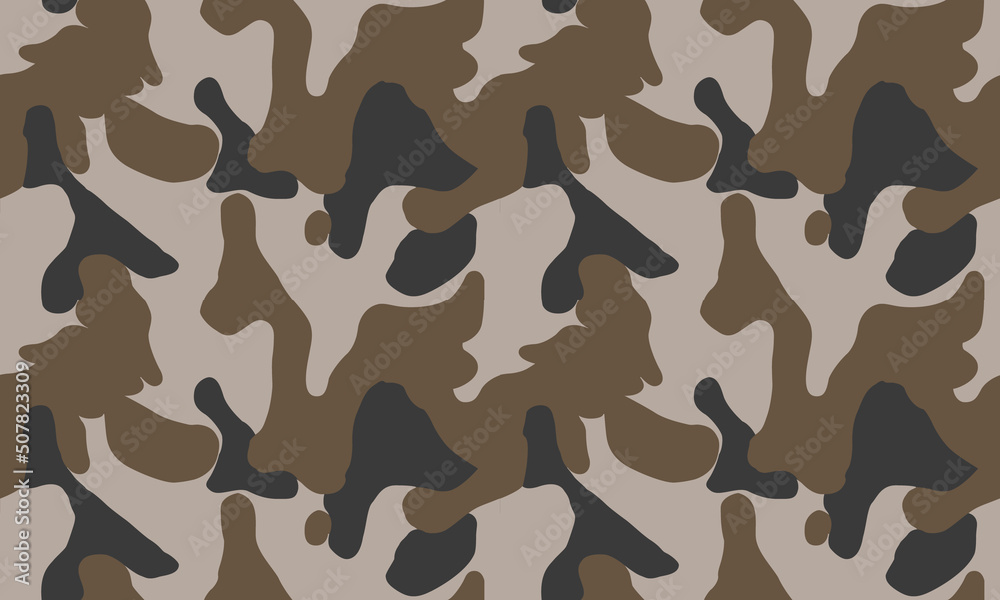 Fototapeta premium Texture military camouflage repeats seamless Vector Pattern For fabric, background, wallpaper and others. Classic clothing print. Abstract monochrome seamless Vector camouflage pattern. 