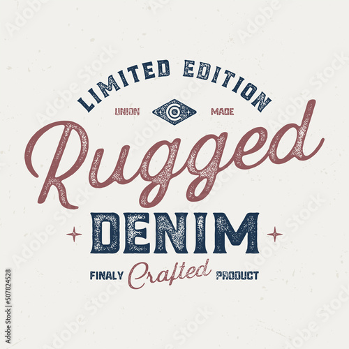 Rugged Denim - Tee design for printing, aged style