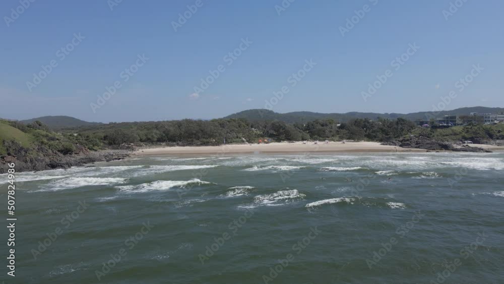 Seascape And Headland At Cabarita Beach In NSW, Australia - aerial drone shot Seascape And Headland At Cabarita Beach In NSW, Australia - aerial drone shot