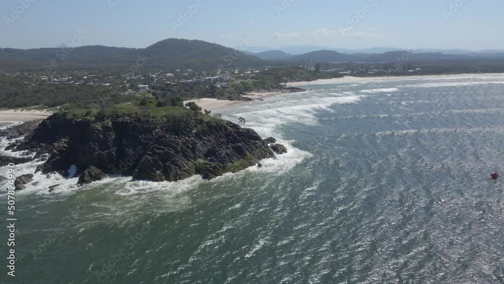 Norries Headland In The Scenic Cabarita Beach, New South Wales, Australia - aerial drone shot Norries Headland In The Scenic Cabarita Beach, New South Wales, Australia - aerial drone shot
