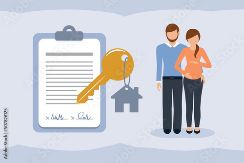 couple with pregnant wife buy house sign contract