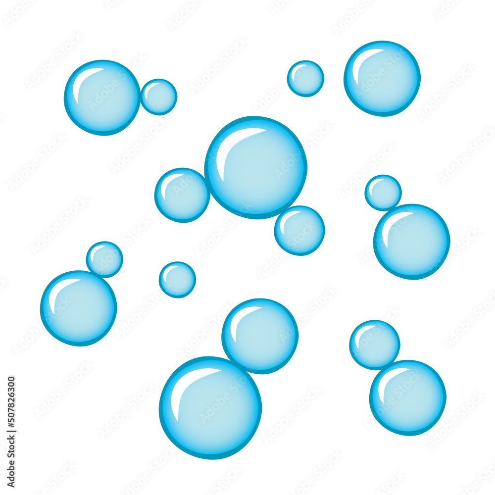 shiny blue soap bubbles isolated on white background