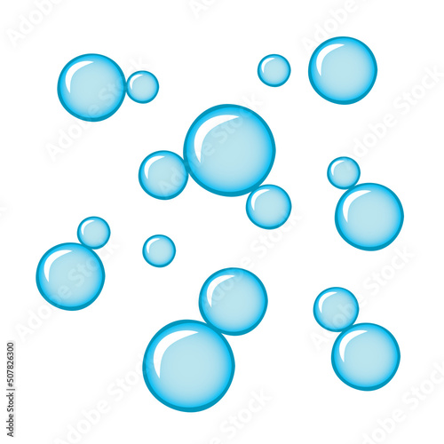 shiny blue soap bubbles isolated on white background